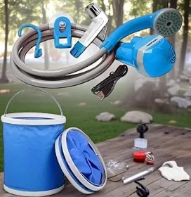 Travel Shataf Bidet Hose Spray with Foldable Bucket Rechargable -15lit
