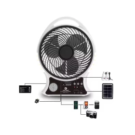 Solar Fan with Speaker – AC/DC Powered | Cooling + Entertainment Anywhere!