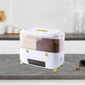 Grain Dispenser  Design Rice & Grain Storage Container – Countertop Food Dispenser with Utensil
