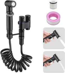 Handheld Bidet Sprayer for Toilet – 1-In-2-Out Dual Control Valve & Adjustable Water Pressure