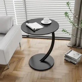 Craft Sofa End Table – C-Shaped Narrow Side Table | Black
