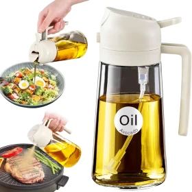 2-in-1 Oil Sprayer & Dispenser Bottle –  (500ml) Premium Glass Oil Mister