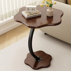 GJ Cream French Petal Side Table | Elegant Accent Table for Living Room, Bedroom, Garden & More (Brown)