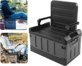 Collapsible Car Storage Box & Setting Chair 2-in-1 – Matt Black