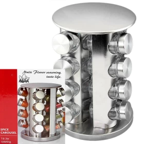Rotating Stainless Steel Spice Rack – 16 Jar Organ