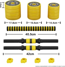 Adjustable Dumbbell & Barbell Set 40.4lb - Home Gym Fitness Equipment for Men & Women