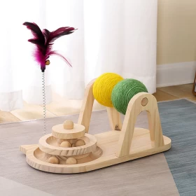 Mushroom Shape Sisal Cat Toy Climbing Frame Wooden
