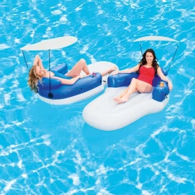 Bestway Double the Fun Lounge – 2 Person Linking Pool Floats Mattress with Sunshade