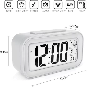 Digital Alarm Clock with Smart Light & Temperature Display