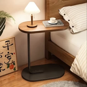 Chic C-Shaped Wooden Side Tabl