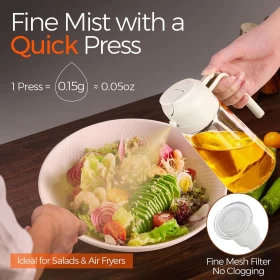 2-in-1 Oil Sprayer & Dispenser Bottle –  (500ml) Premium Glass Oil Mister