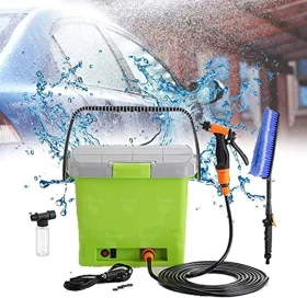 Portable Car Washer Tools with Electric Pump – Green | All-in-One Cleaning Kit