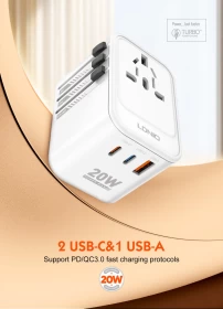 LDNIO Z9 3 USB Ports 20W GaN Travel Adapter