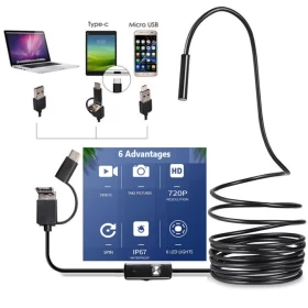 2 in 1 Micro Type-cEndoscope for Android and PC with USB Port-10m