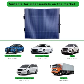 Retractable Foldable Sunshade for Car Front Window with UV and Heat Protection
