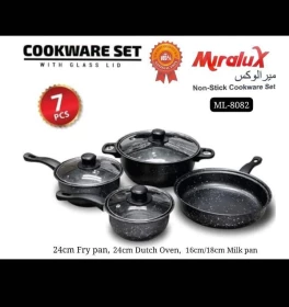 Miralux Non-Stick Cookware Set - 7 PCS (Black) ML-8082
