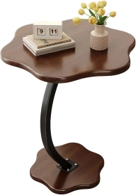 GJ Cream French Petal Side Table | Elegant Accent Table for Living Room, Bedroom, Garden & More (Brown)