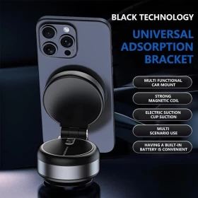Electric Vacuum Suction Magnetic Phone Holder – 360° Rotatable & Foldable Mount for Car