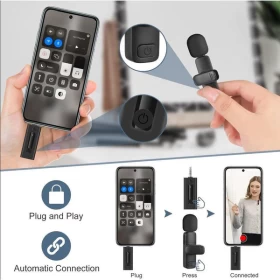 K35 Dual Clip Wireless Microphone for Mobile Phones (AUX)