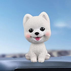 Generic Whimsical Pup Nodding Head Car Dashboard Ornament, White