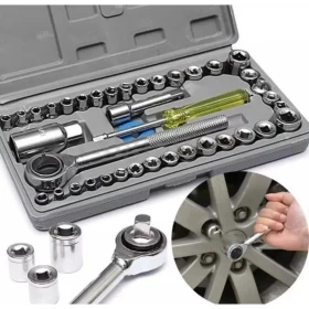 FnF Shop BD 40-Piece Socket Wrench & Screwdriver Tool Kit – Silver