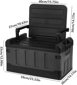 Collapsible Car Storage Box & Setting Chair 2-in-1 – Matt Black